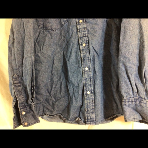 Mens Sz Lg BLACK CANYON OUTFITTERS Blue Long Sleeve Pearl Snap Front Shirt - Picture 4 of 9